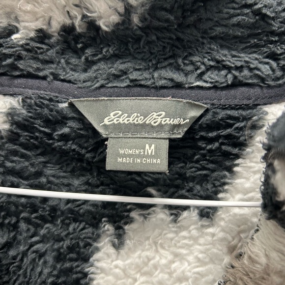 Eddie Bauer Plush Quarter Zip Camo Print Black, Brown & White, Size Medium - Picture 6 of 10